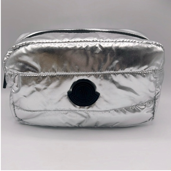 Moncler Silver Quilted Cosmetic Bag - Picture 1 of 2